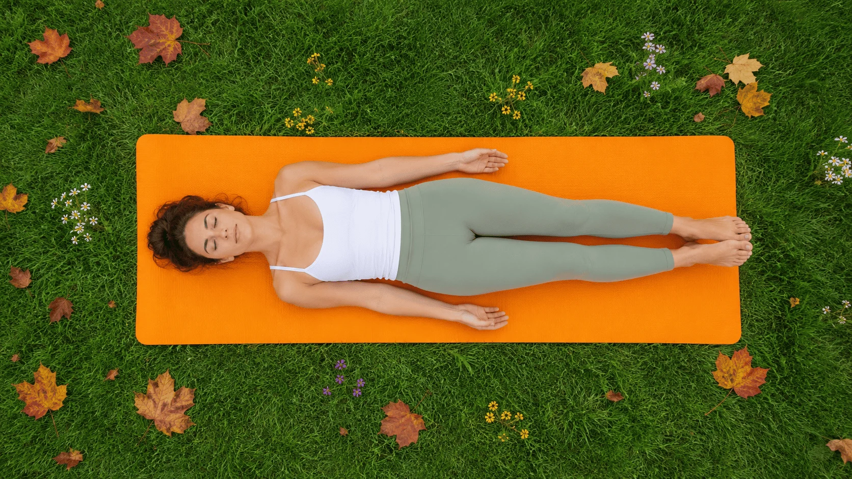 Woman lying on a mat Woman lying on a mat